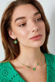 Groene hartjes ketting met ster stainless steel LoveSieraden