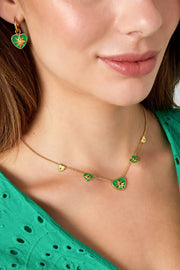 Groene hartjes ketting met ster stainless steel LoveSieraden