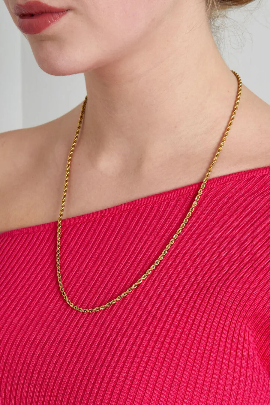 Lange gedraaide gouden ketting stainless steel LoveSieraden