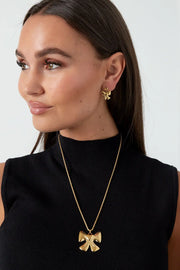 Statement ketting strik met hartje goud LoveSieraden