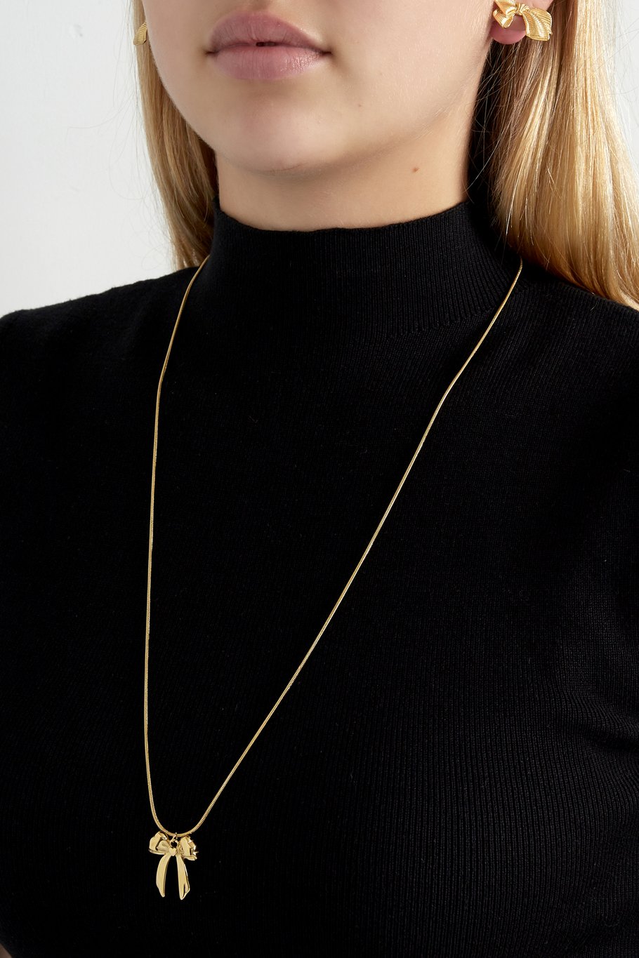 Stainless steel ketting met strik hanger goud of zilver LoveSieraden