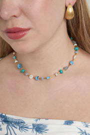 Kleurrijke kralen ketting met blauwe details LoveSieraden