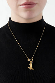 Ketting cowboylaars en gekleurde kraaltjes stainless steel LoveSieraden