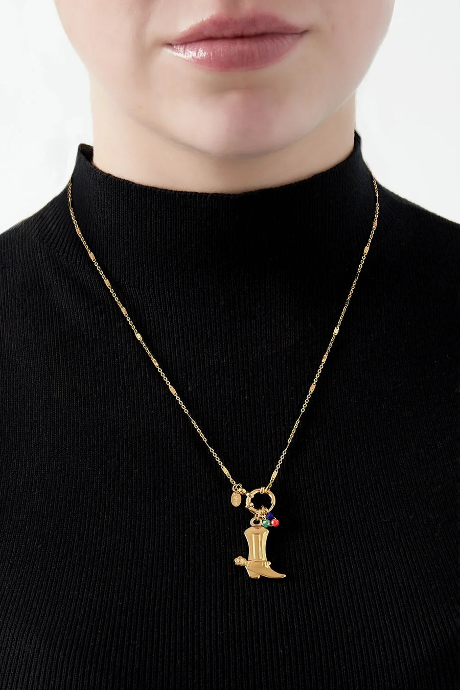 Ketting cowboylaars en gekleurde kraaltjes stainless steel LoveSieraden