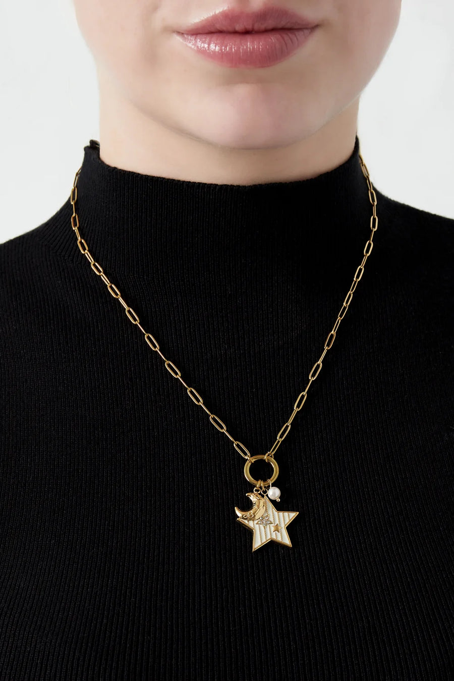 Bedelketting maan en sterren stainless steel LoveSieraden