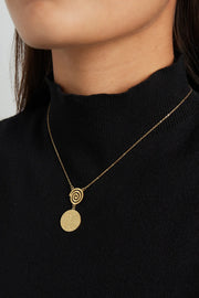Gouden ketting dames met munt en spiraal LoveSieraden