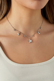 Sterren ketting met strass steentjes stainles steel LoveSieraden