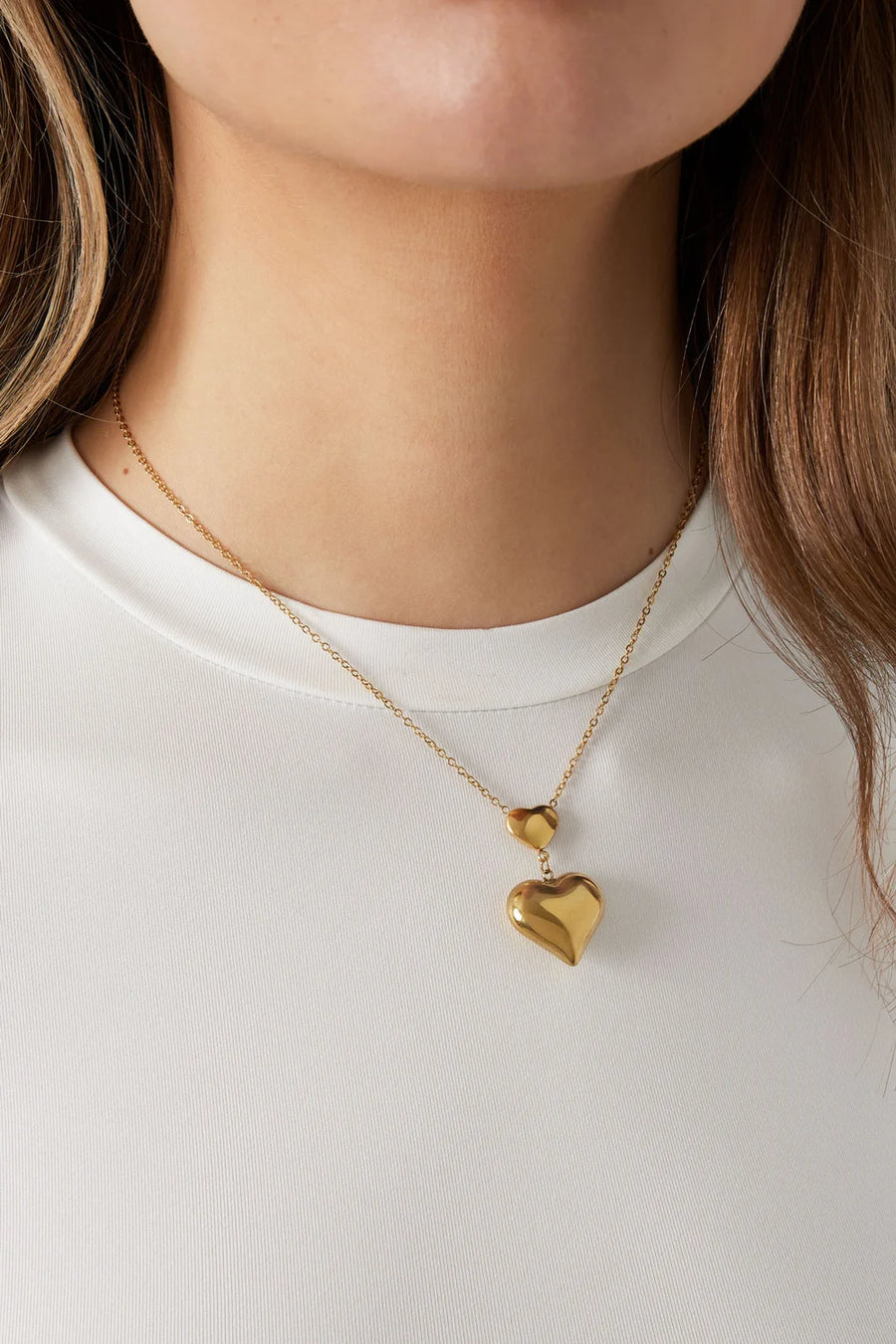 Ketting dubbel hart stainless steel LoveSieraden