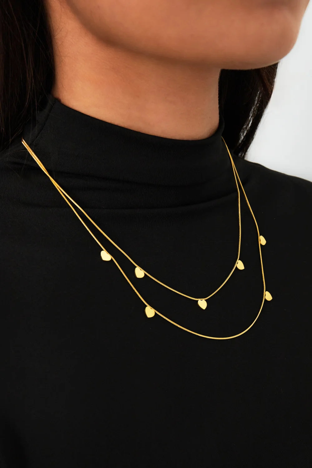 Dubbele ketting met hartjes goud of zilver stainless steel LoveSieraden