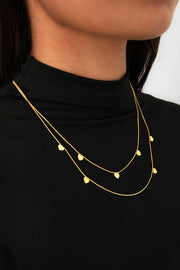 Dubbele ketting met hartjes goud of zilver stainless steel LoveSieraden