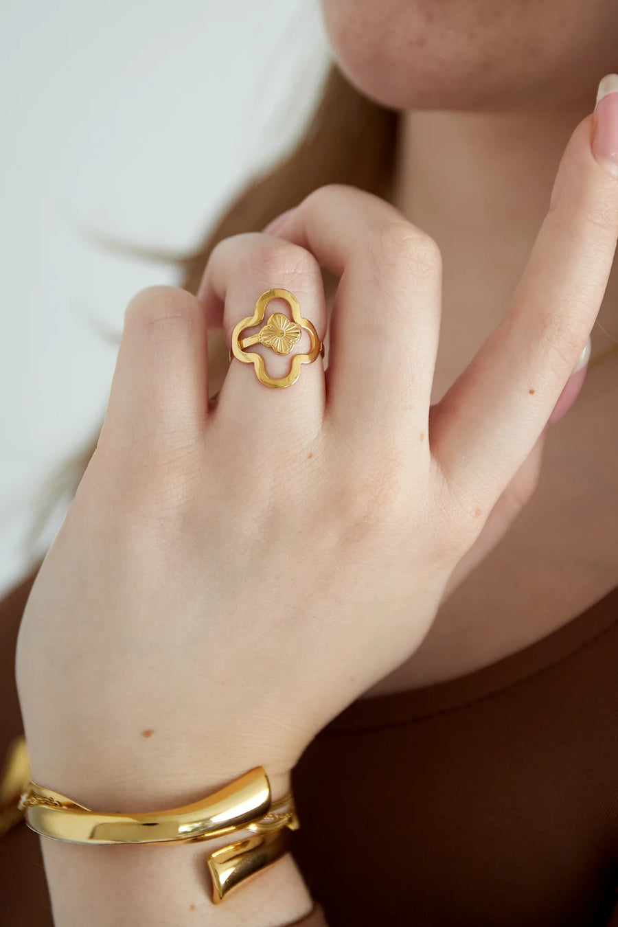 Ring zilver met klavers stainless steel LoveSieraden