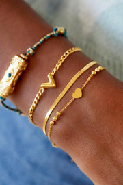 Armband dames dubbel schakels en hartje LoveSieraden