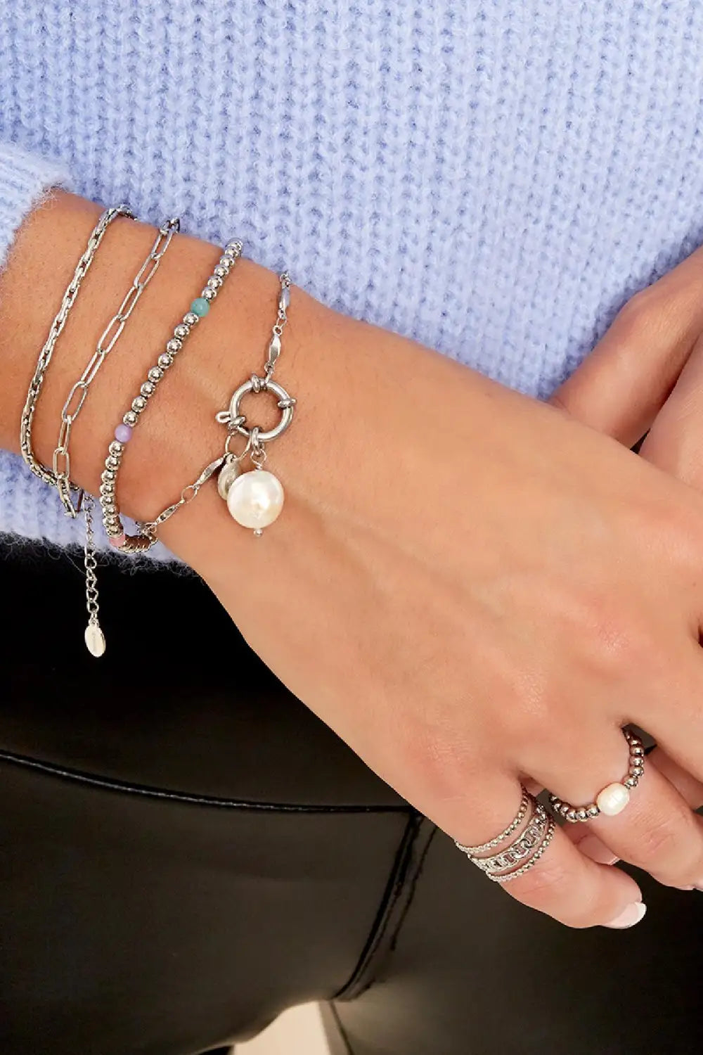 Zilveren dubbele schakelarmband stainless steel LoveSieraden