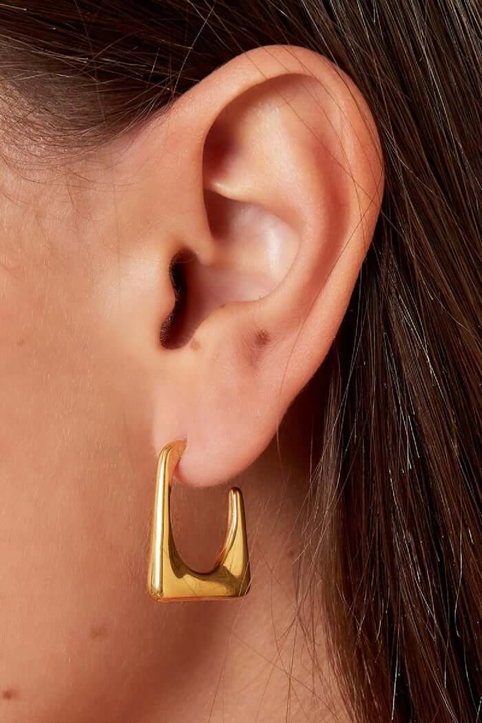 Oorbellen funky rechthoek goud