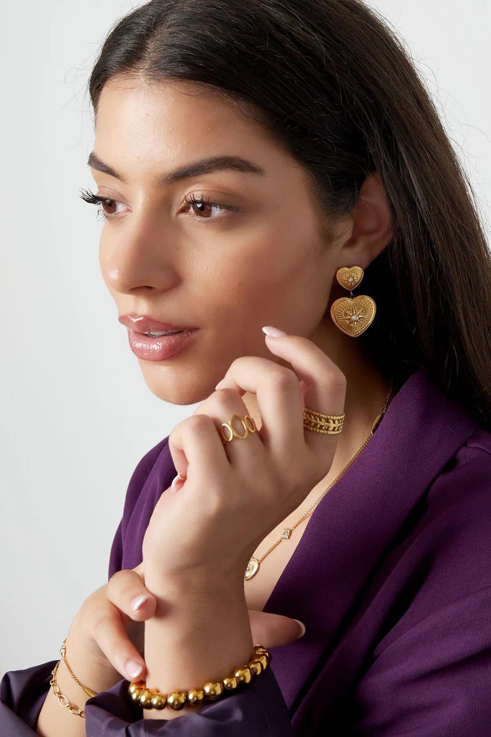 Gouden harten oorbellen met sterren LoveSieraden