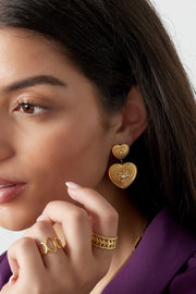 Gouden harten oorbellen met sterren LoveSieraden