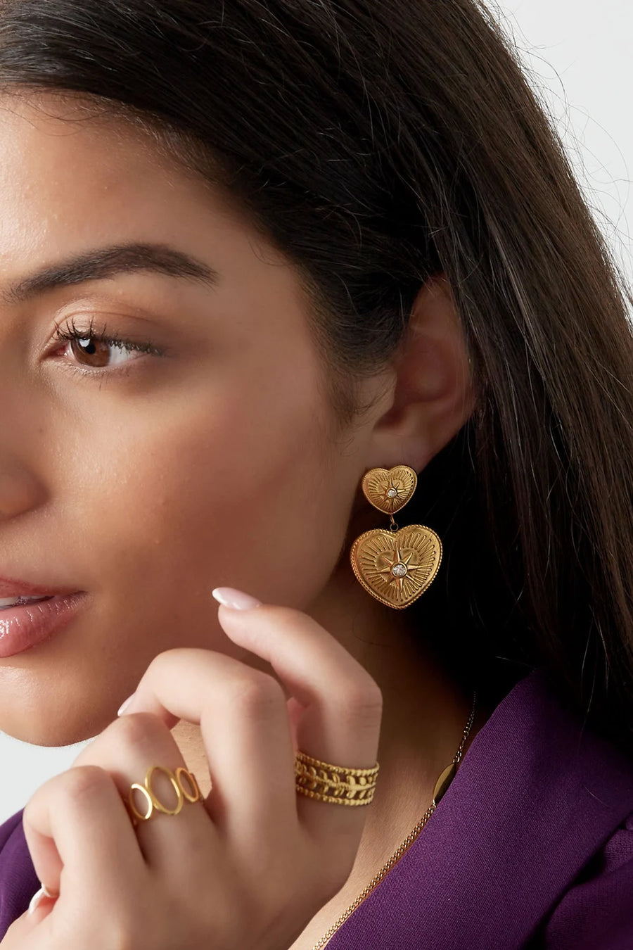 Gouden harten oorbellen met sterren LoveSieraden