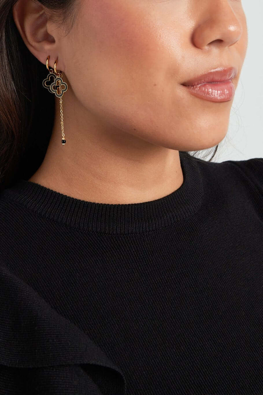 Oorbellen zwart hangend