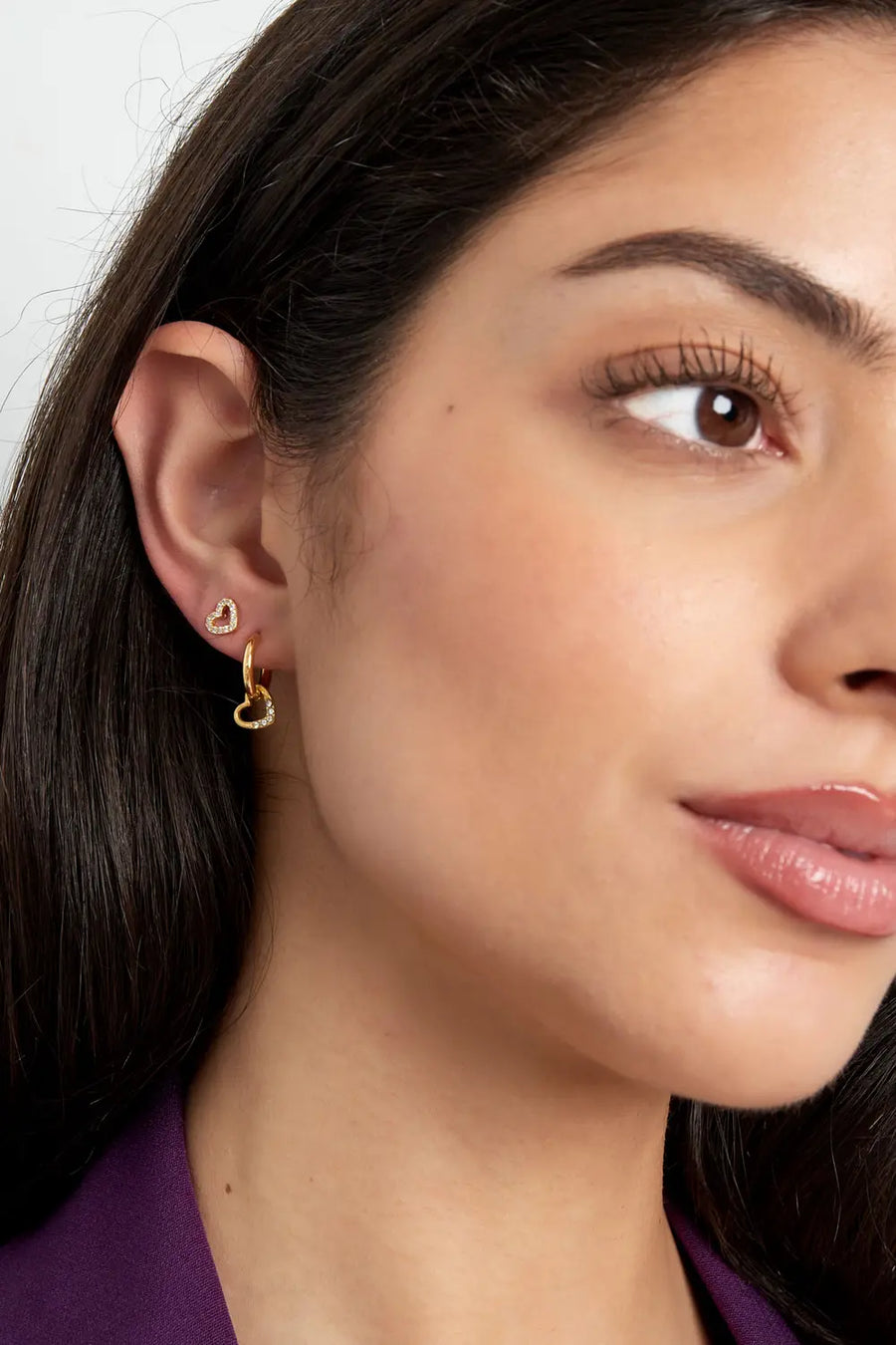 Hartjes oorbellen goud strass steentjes LoveSieraden