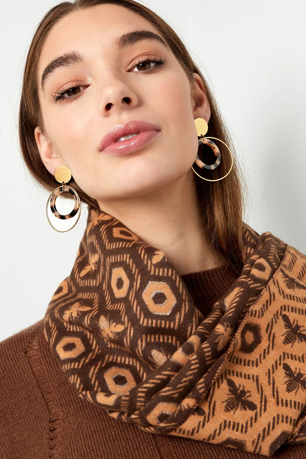 Statement oorbellen goud paars dames LoveSieraden