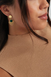 Statement oorbellen zon goud paars stainless steel LoveSieraden