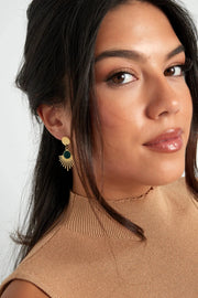 Statement oorbellen zon goud paars stainless steel LoveSieraden