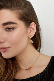 Bloem oorbellen goud met strass steentje LoveSieraden