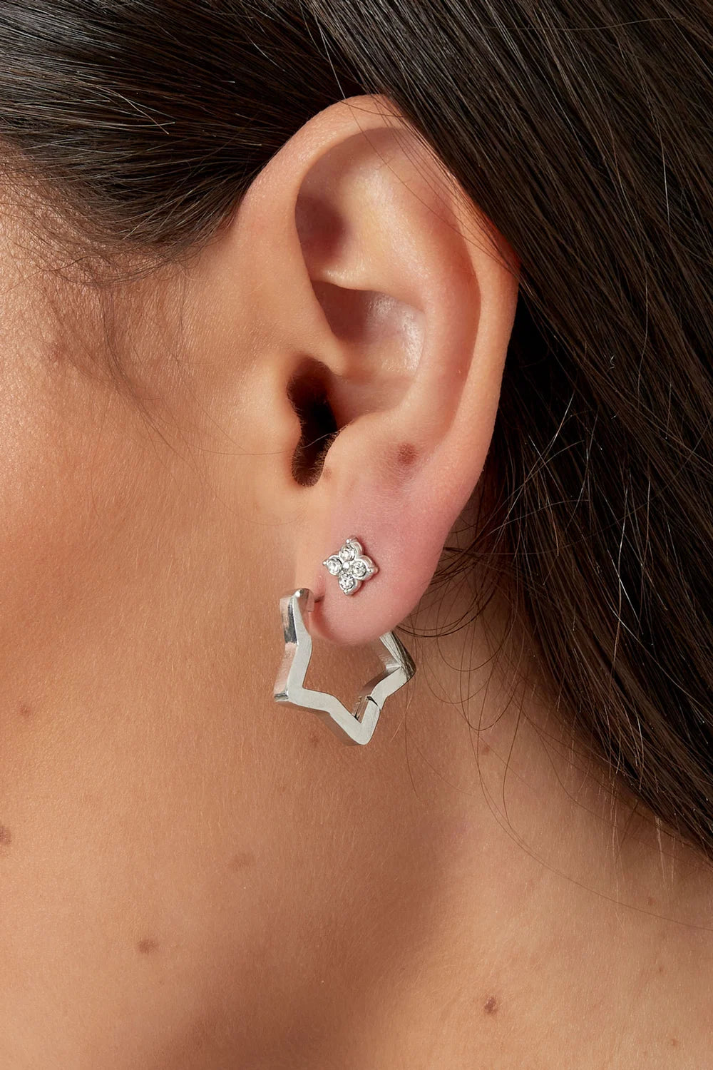 Basic oorbellen grote ster stainless steel LoveSieraden