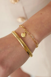 Dubbele schakelarmband met schelp bedel stainless steel LoveSieraden