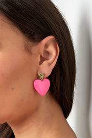 Roze hart oorbellen pastel roze stainless steel LoveSieraden