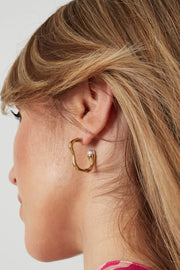 Asymmetrische oorbellen met parel stainless steel LoveSieraden