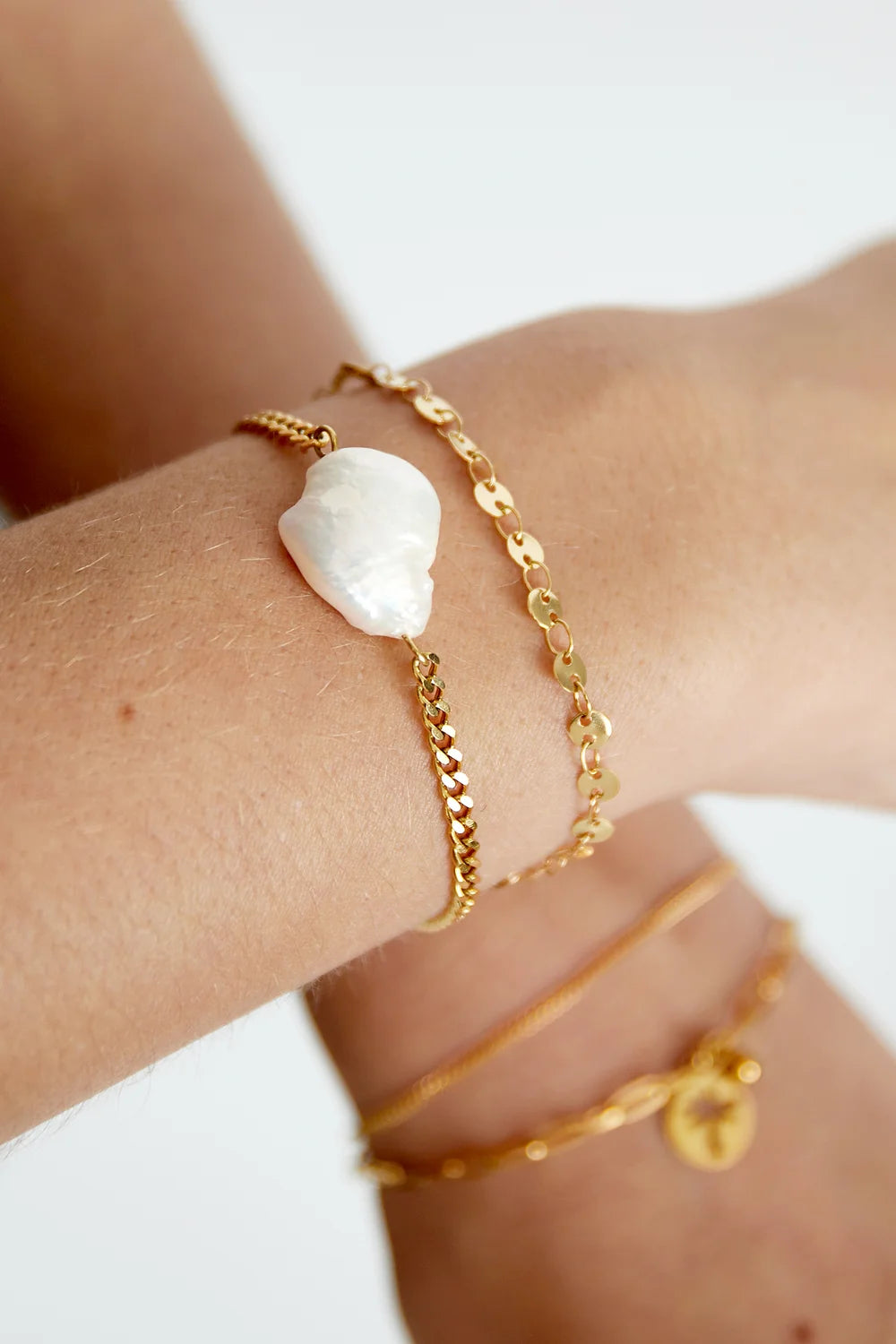 Dubbele armband met parel stainless steel LoveSieraden