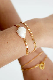 Dubbele armband met parel stainless steel LoveSieraden