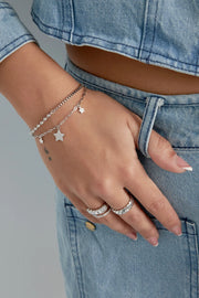 Dubbele armband zilver met sterren bedels dames LoveSieraden