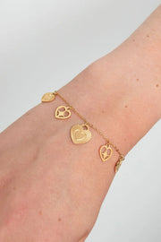 Bedelarmband hartjes goud stainless steel LoveSieraden