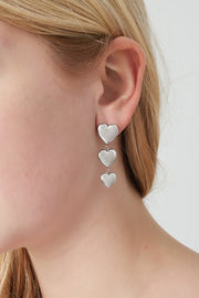 Oorbellen goud drie harten stainless steel LoveSieraden