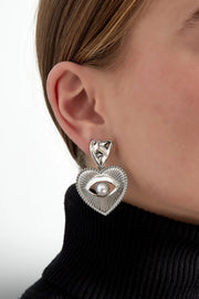 Statementoorbellen goud met harten en parel LoveSieraden