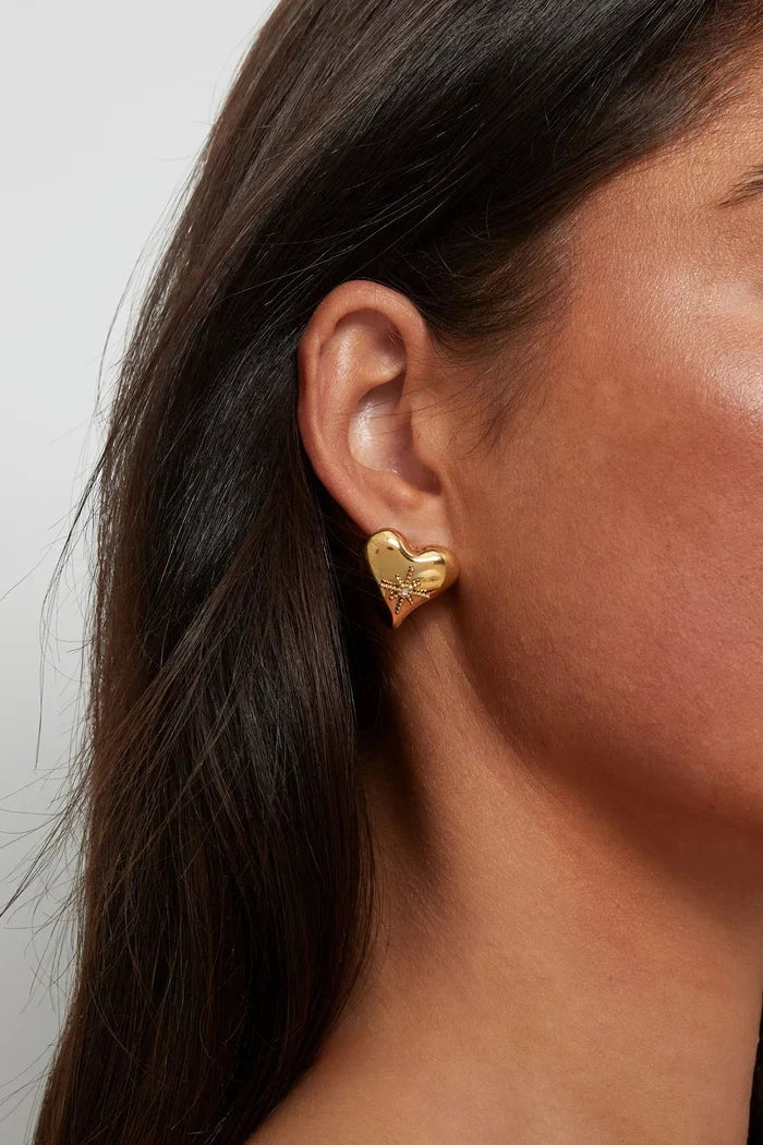 Gouden hart oorbellen dames met ster LoveSieraden