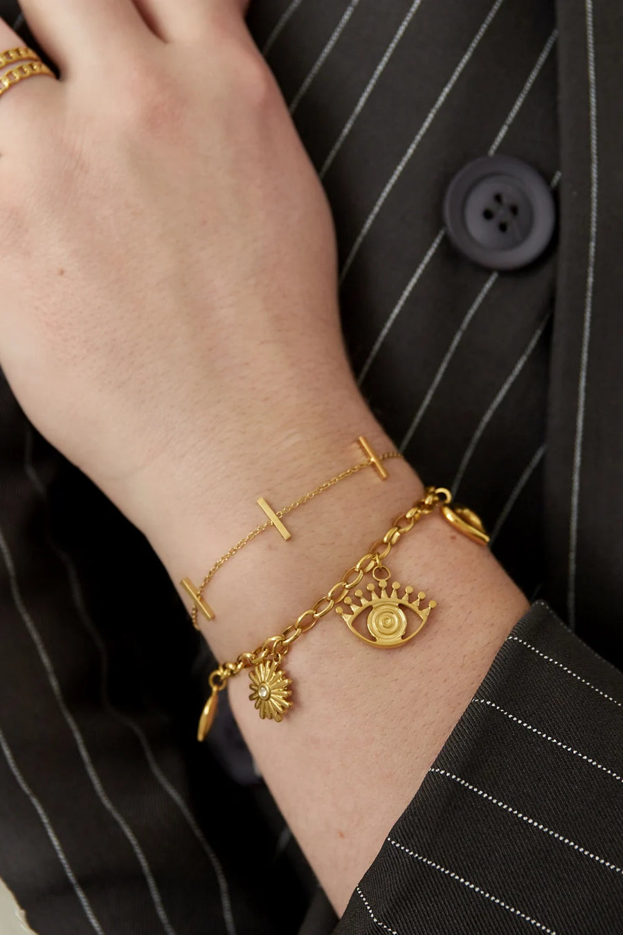 Gouden armband met staafjes stainless steel LoveSieraden