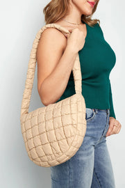 Beige puffy tas gewatteerd LoveSieraden