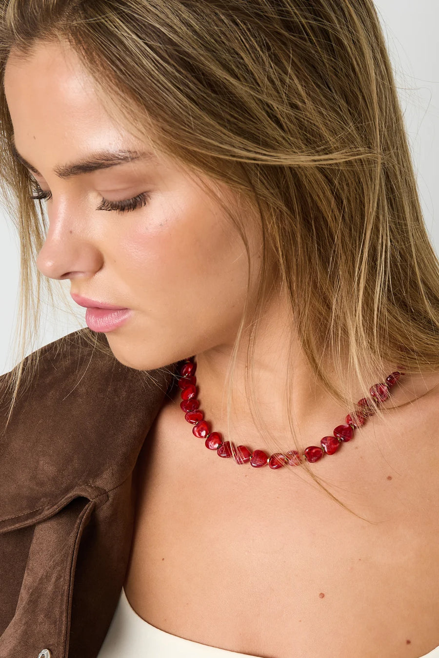 Rode hartjes kralenketting LoveSieraden