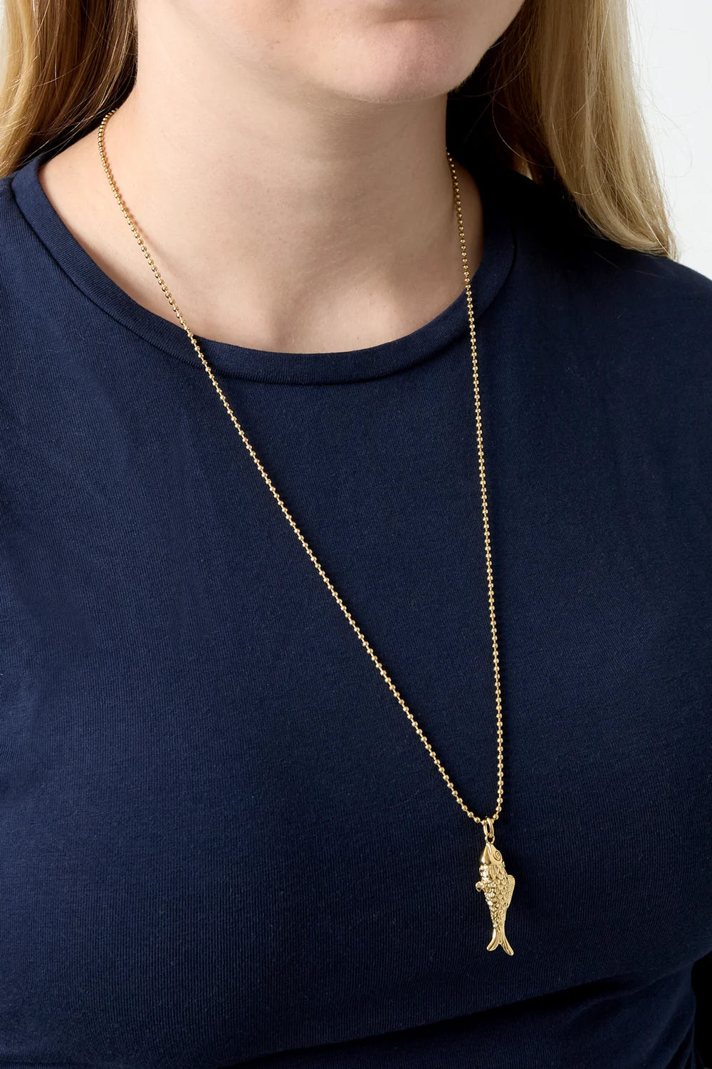 Lange ketting met hanger vis stainless steel LoveSieraden