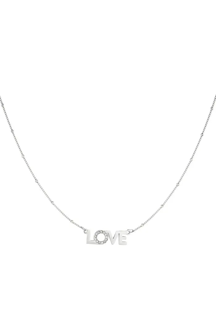 Zilveren ketting hanger love - LoveSieraden