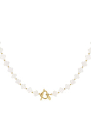 Witte klaver ketting van zeeschelp stainless steel LoveSieraden