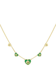 Groene hartjes ketting met ster stainless steel LoveSieraden