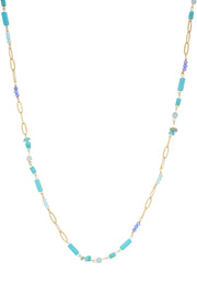 Lange kralenketting met gekleurde stenen LoveSieraden