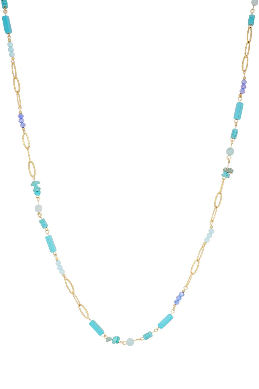 Lange kralenketting met gekleurde stenen LoveSieraden