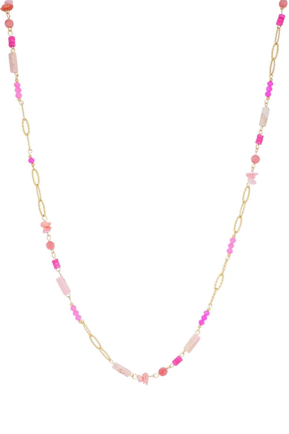 Lange kralenketting met gekleurde stenen LoveSieraden
