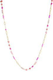 Lange kralenketting met gekleurde stenen LoveSieraden