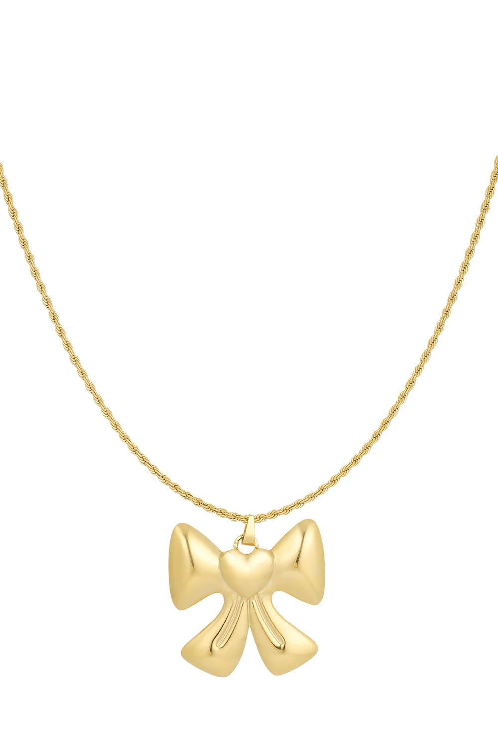Statement ketting strik met hartje goud LoveSieraden